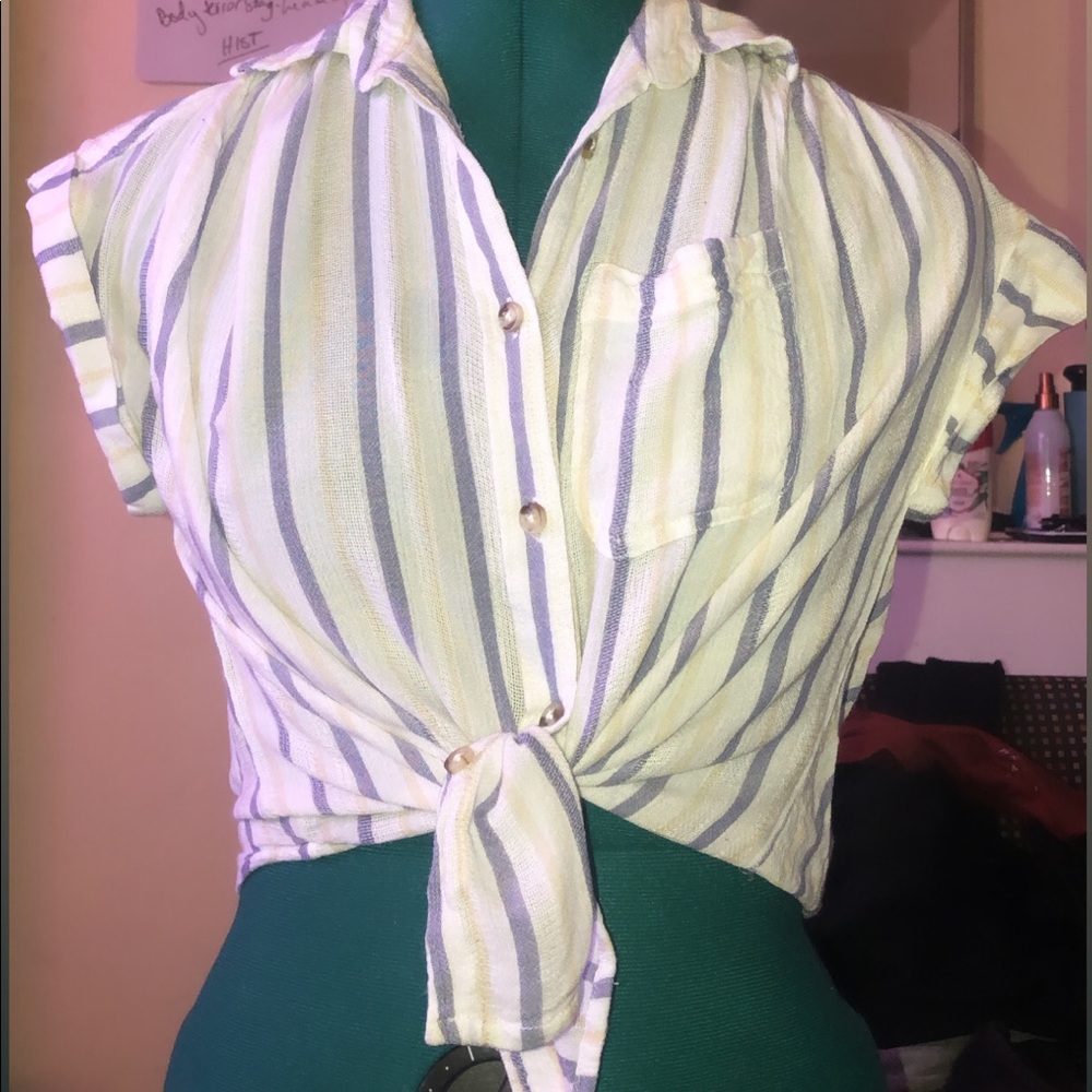 Striped Cropped Button Down